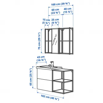 IKEA ENHET Baie, alb, 102x43x65 cm