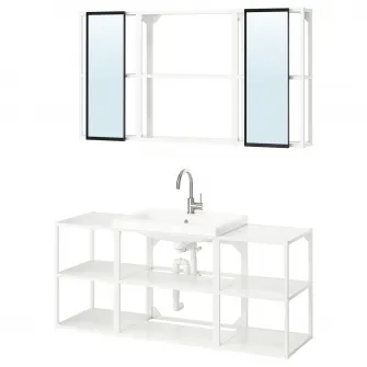 IKEA ENHET Baie, alb, 140x43x65 cm