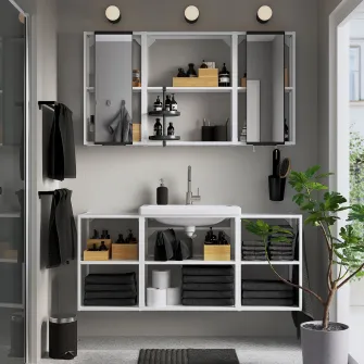 IKEA ENHET Baie, alb, 140x43x65 cm