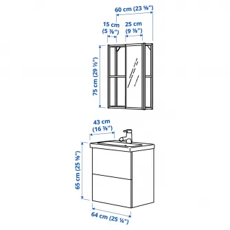 IKEA ENHET Baie, alb, 64x43x65 cm