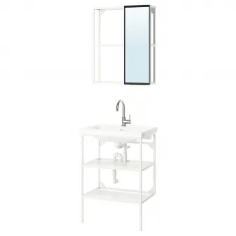 IKEA ENHET Baie, alb, 64x43x87 cm