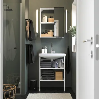 IKEA ENHET Baie, alb, 64x43x87 cm