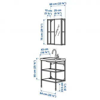 IKEA ENHET Baie, alb, 64x43x87 cm