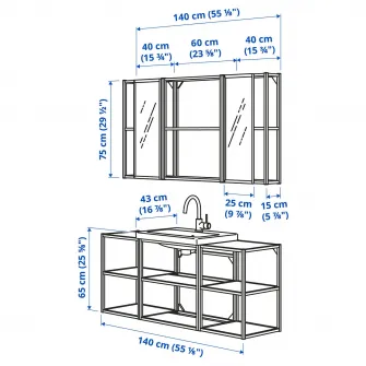 IKEA ENHET Baie, antracit, 140x43x65 cm