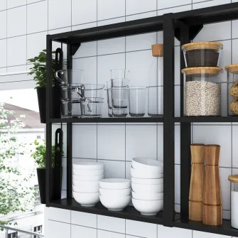 IKEA ENHET Cadru suspendat cu polite, antracit, 40x15x75 cm