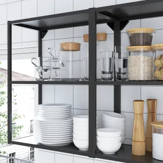 IKEA ENHET Cadru suspendat cu polite, antracit, 60x30x75 cm