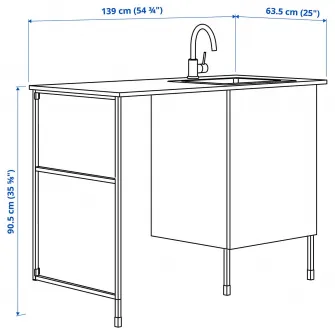 IKEA ENHET Spalatorie, alb, 139x63.5x90.5 cm