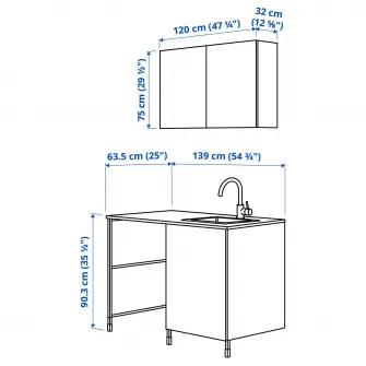 IKEA ENHET Spalatorie, antracit/alb, 139x63.5x87.5 cm