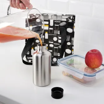 IKEA ENKELSPÅRIG Sticla de apa, inox/negru, 0.7 l