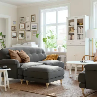 IKEA ESSEBODA Taburet, Tallmyra/gri mediu mesteacan