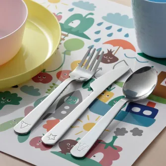 IKEA FABLER Set tacamuri, 3piese, inox