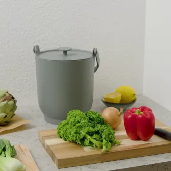 IKEA FARMARKVAST Cos+capac sortare deseuri organice, gri-verde, 4 l