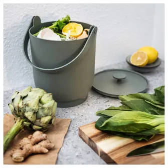 IKEA FARMARKVAST Cos+capac sortare deseuri organice, gri-verde, 4 l