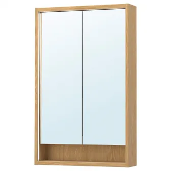 IKEA FAXÄLVEN Corp cu oglinda+iluminat integrat, aspect stejar, 60x15x95 cm