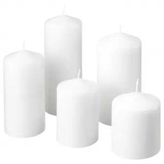 IKEA FENOMEN Set lumanari bloc, 5buc, alb