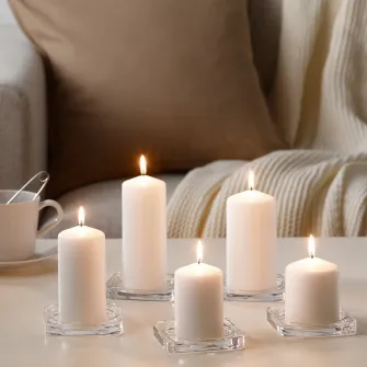 IKEA FENOMEN Set lumanari bloc, 5buc, alb