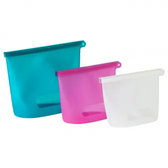 IKEA FILFISK Punga resigilabila, set 3 bucati, multicolor/silicon, 1.0/1.2/2.5 l