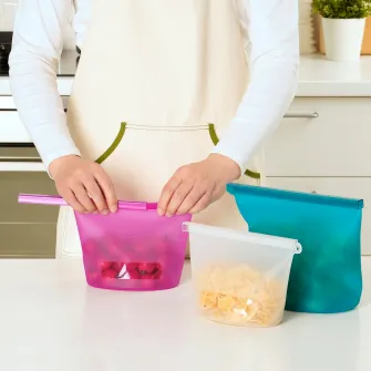 IKEA FILFISK Punga resigilabila, set 3 bucati, multicolor/silicon, 1.0/1.2/2.5 l