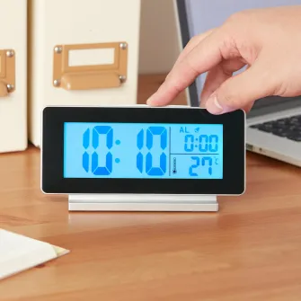 IKEA FILMIS Ceas/termometru/alarma, negru, 16.5x9 cm