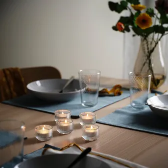 IKEA FINSMAK Suport lumanare pastila, sticla transparenta, 3.5 cm