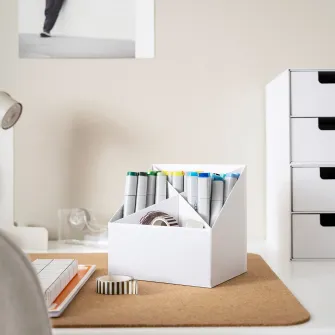 IKEA FJÄDERHARV Organizator birou, alb, 16x16 cm