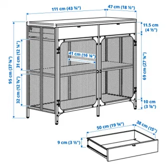 IKEA FJÄLLBO Bufet, negru, 111x47x95 cm