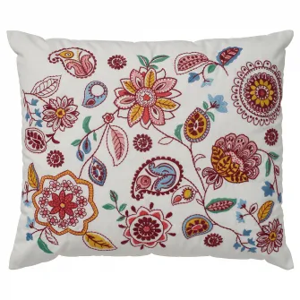IKEA FJÄLLFRYLE Perna, alb multicolor/broderie, 50x58 cm