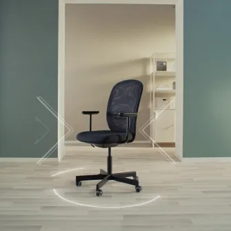IKEA FLINTAN Scaun rotativ cu brate, negru