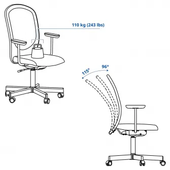 IKEA FLINTAN Scaun rotativ cu brate, bej