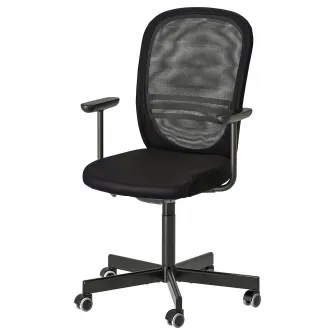 IKEA FLINTAN Scaun rotativ cu brate, negru