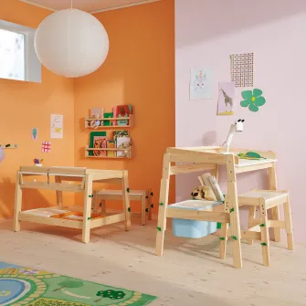 IKEA FLISAT Banca copii, inaltime reglabila/verde