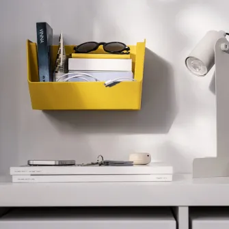 IKEA FODERTRÅG Organizator pentru birou/perete, galben neon, 25x18x15 cm