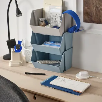 IKEA FODERTRÅG Organizator pentru birou/perete, gri-albastru, 25x18x15 cm