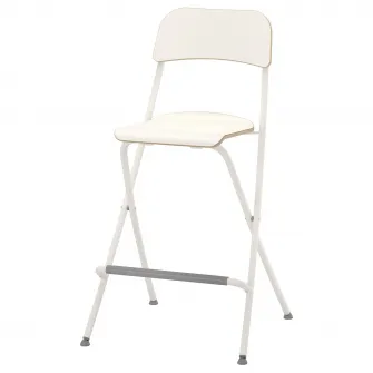 IKEA FRANKLIN Scaun bar cu spatar, pliant, inaltimea blatului alb/alb, 63 cm