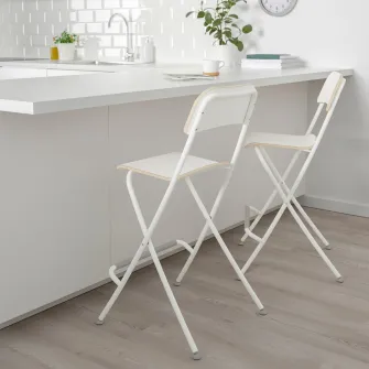 IKEA FRANKLIN Scaun bar cu spatar, pliant, inaltimea blatului alb/alb, 63 cm