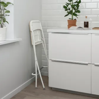IKEA FRANKLIN Scaun bar cu spatar, pliant, inaltimea blatului alb/alb, 63 cm
