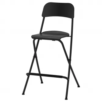 IKEA FRANKLIN Scaun bar cu spatar, pliant, inaltimea blatului negru/negru, 63 cm