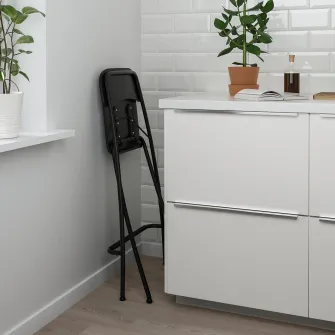 IKEA FRANKLIN Scaun bar cu spatar, pliant, inaltimea blatului negru/negru, 63 cm