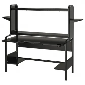 IKEA FREDDE Birou de gaming, negru, 140/185x74x146 cm