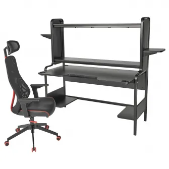 IKEA FREDDE / MATCHSPEL Birou+scaun de gaming, negru