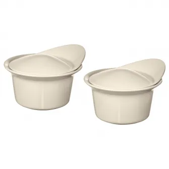 IKEA FÄRGKLAR Vas cuptor/platou+capac, lucios bej, 0.2 l