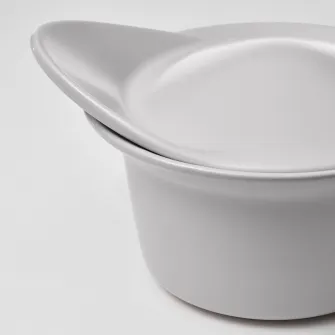 IKEA FÄRGKLAR Vas cuptor/platou+capac, mat gri, 0.2 l