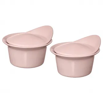 IKEA FÄRGKLAR Vas cuptor/platou+capac, mat roz deschis, 0.2 l