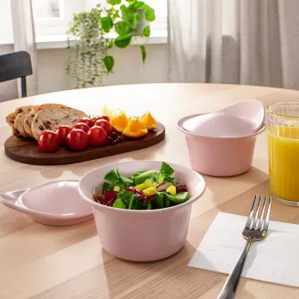 IKEA FÄRGKLAR Vas cuptor/platou+capac, mat roz deschis, 0.2 l
