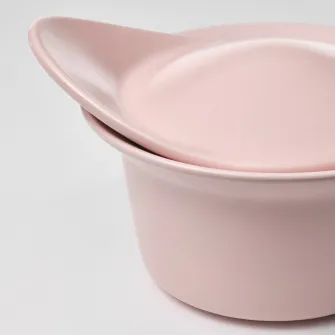 IKEA FÄRGKLAR Vas cuptor/platou+capac, mat roz deschis, 0.2 l