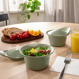 IKEA FÄRGKLAR Vas cuptor/platou+capac, mat verde deschis, 0.2 l