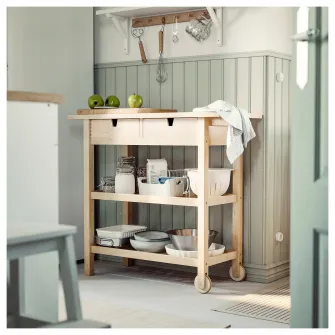 IKEA FÖRHÖJA Carucior bucatarie, mesteacan, 100x43 cm
