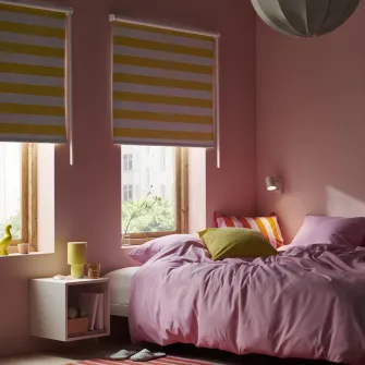 IKEA FRIDANS Stor opac, alb galben/dungat, 100x195 cm