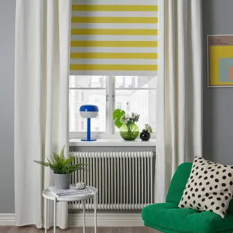 IKEA FRIDANS Stor opac, alb galben/dungat, 100x195 cm