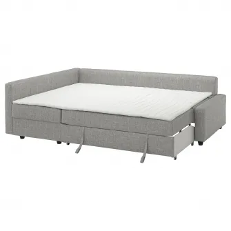 IKEA FRIHETEN / KLAGSHAMN Coltar extensibil cu depozitare, Faringe gri